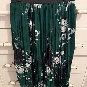 Rachel Zoe Dark Green Floral A-Line Skirt